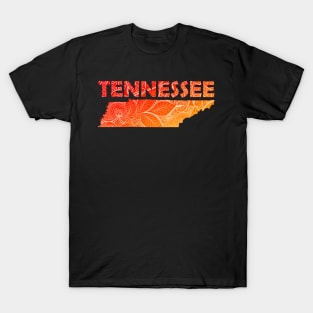 Colorful mandala art map of Tennessee with text in red and orange T-Shirt